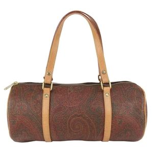 Etro Burgundy Paisley Cylinder Boston Bag